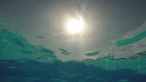 Sun from under water of pool Stock Footage 221271278