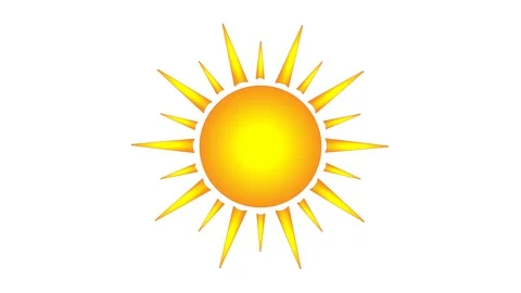 Sun vector graphic icon, simple button animated, pulsing and rotating rays Stock Footage 128682515