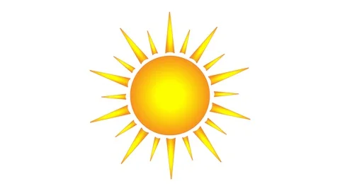 Sun vector graphic icon, simple button animated, pulsing rays Stock Footage 128682634