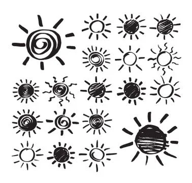 Sun Vector Hand Drawn by Marker Stock Illustration