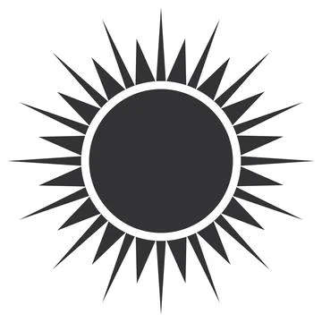 Sun Vector Icon Design With Sharp Rays in Black Color Stock Illustration