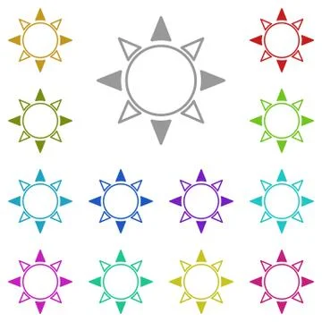 Sun vector icon in multi color. Simple glyph vector of summer set for UI and  Stock Illustration
