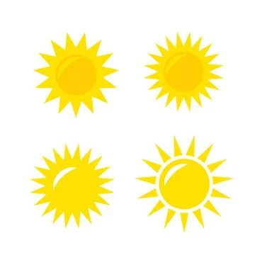 Sun Vector icon. Sun Vector doodle illustration. Sun Vector icon yellow set Stock Illustration