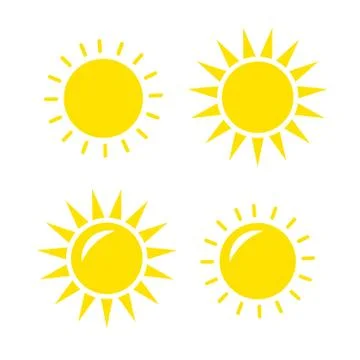 Sun Vector icon. Sun Vector doodle illustration. Sun Vector icon yellow set Illustrazione stock