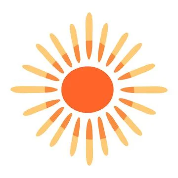 Sun vector illustration. Cute hand drawn sun shape isolated on white background Stock Illustration