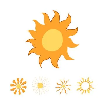 Sun vector illustration set with bohemian style designs Stock Illustration