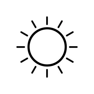 Sun vector line icon on white background. Stock Illustration