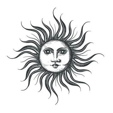 Sun in vintage style. sun vector Stock Illustration