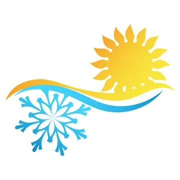 Sun warm and snowflake cool sign for air conditioner 库存插图