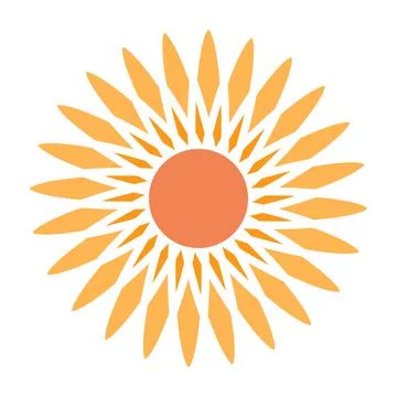 Sun with warm orange rays of light in the shape of a flower stock illustration Stockillustratie