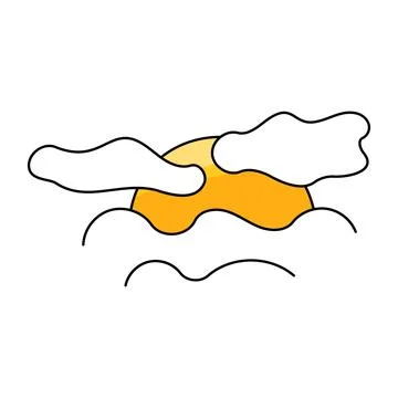 Sun warm shine summer clouds icon element Stock Illustration