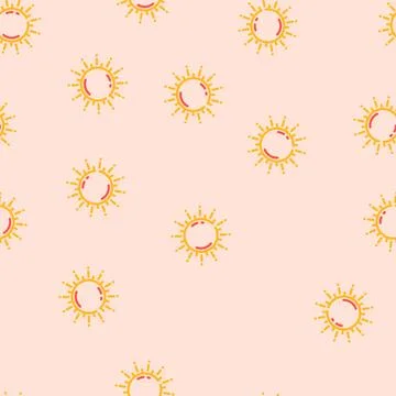 Sun warm summer sunlight vector seamless pattern Illustrazione stock