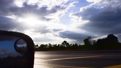 The sun was falling during the trip. Stockbeeldmateriaal 83964145