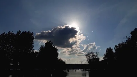The sun was hiding behind the clouds Stock Footage 108253087