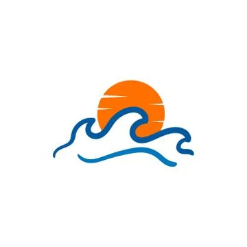 Sun with water wave vector graphic design illustration Illustrazione stock
