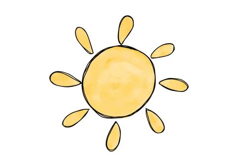 Sun watercolor doodle element. Vector illustration. Stock Illustration