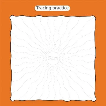 Sun Wavy Light Tracing Practice Worksheet Template Stock Illustration