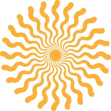 Sun with wavy rays, symbol good weather and mood Stock Illustration