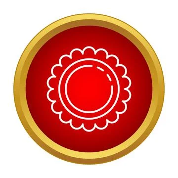 Sun weather icon in red circle button Stock Illustration