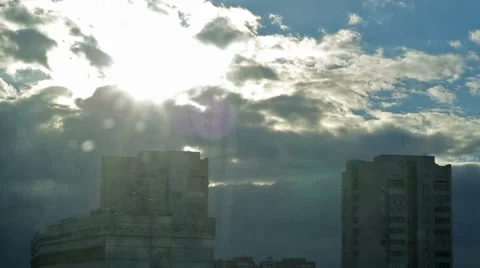 Sun Went From Clouds Stock Footage 37976479