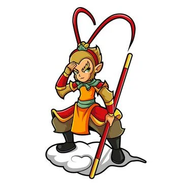 Sun Wukong, or Monkey King, Chinese legendary character vector illustration Stock Illustration