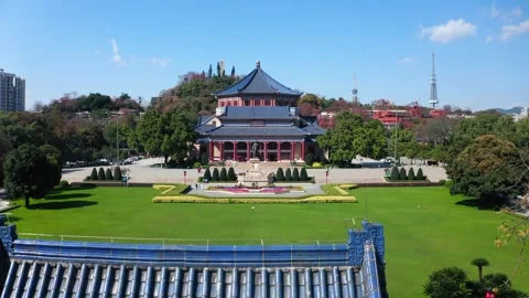Sun Yat-sen Memorial Hall complex in Guangzhou, aerial Video stock 345819422