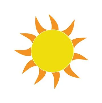 Sun. Yellow icon on white background. Vector illustration. Stock Illustration