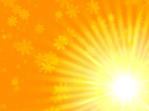 Sun yellow light with flowers Stock Illustration