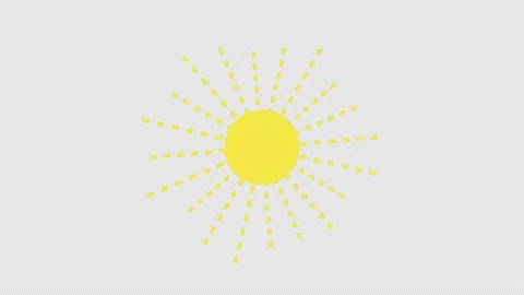 The sun is yellow with outgoing rays circling in a loop with the alpha channe Stock Footage 161120684