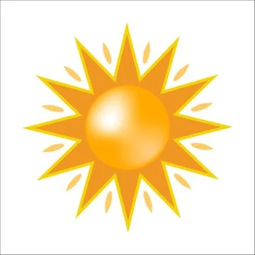 Sun with yellow rays Stock Illustration