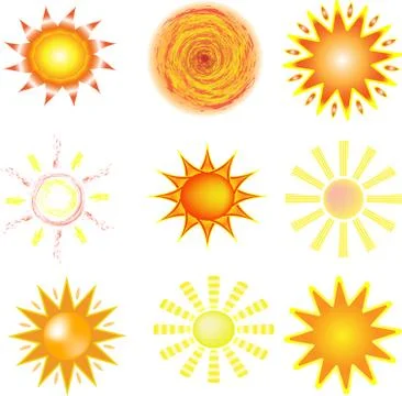 Sun with yellow rays Stock Illustration