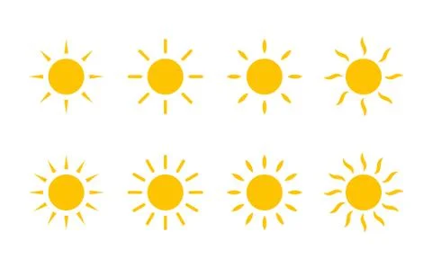 Sun yellow sunshine icon. Vector sun with line and swirl rays or heat beams Illustrazione stock