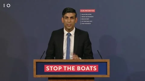 Sunak will prohibit those who arrive by boat from requesting asylum in the Unite Stock Footage 235069681
