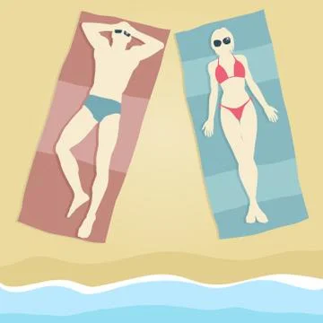 Sunbathers Stock Illustration