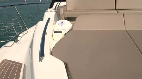 Sunbathing area at the bow of a boat Stock Footage 62569179