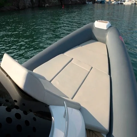 Sunbathing area at the bow of a rib Stock Footage 69447082