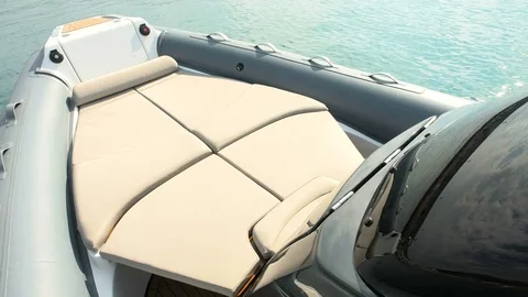 Sunbathing area at the bow of a rib Stock Footage 71831784