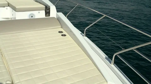 Sunbathing area at the bow of a yacht Stock Footage 71835513