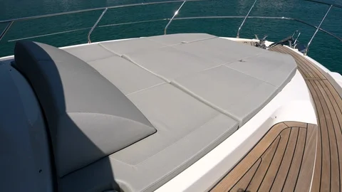 Sunbathing area at the bow of a yacht. Stock Footage 105097975