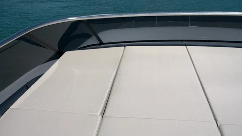 Sunbathing area on the upper deck of a yacht. Stock Footage 105097951