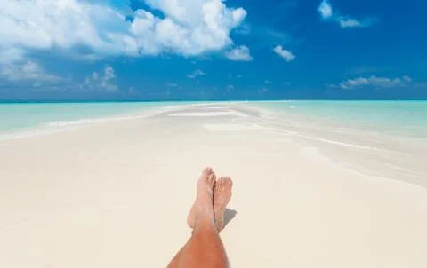 Sunbathing at the beach on the maldives Stock Photos