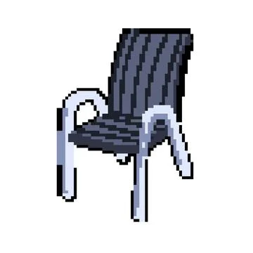 Sunbathing deck chair pixel art vector illustration Stock Illustration