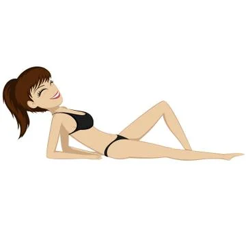 Sunbathing girl Stock Illustration