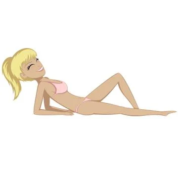 Sunbathing girl Stock Illustration