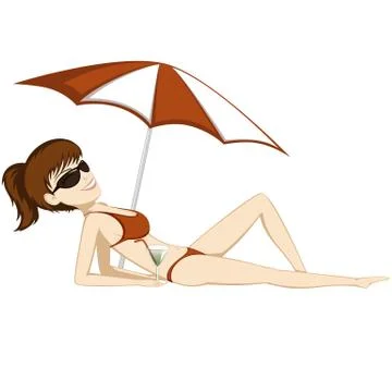 Sunbathing girl Stock Illustration