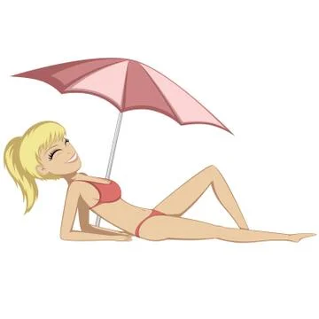 Sunbathing girl Stock Illustration