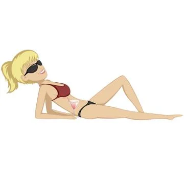 Sunbathing girl Stock Illustration