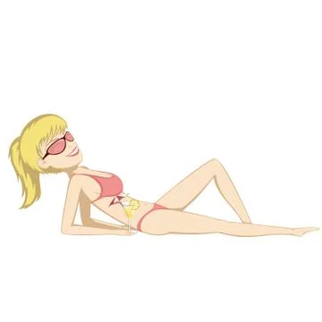 Sunbathing girl Stock Illustration