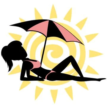 Sunbathing girl Stock Illustration