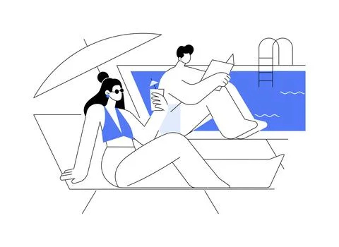 Sunbathing isolated cartoon vector illustrations. Ilustración de archivo